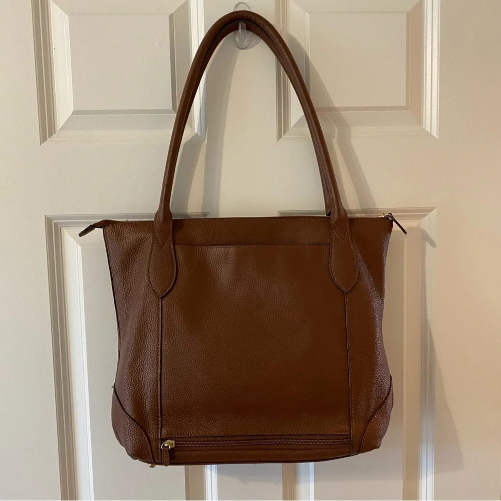 Lodis Kierra Brown Pebble Grain Leather Large Tote Shoulder‎ Bag - Picture 6 of 12